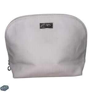 Christian Dior Grey/Silver Nylon Cosmetic/Makeup Pouch/Bag w/Silver Logo Plate
